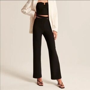 Abercrombie & Fitch White Cut-Out Waist Tailored Trousers Size XL Long